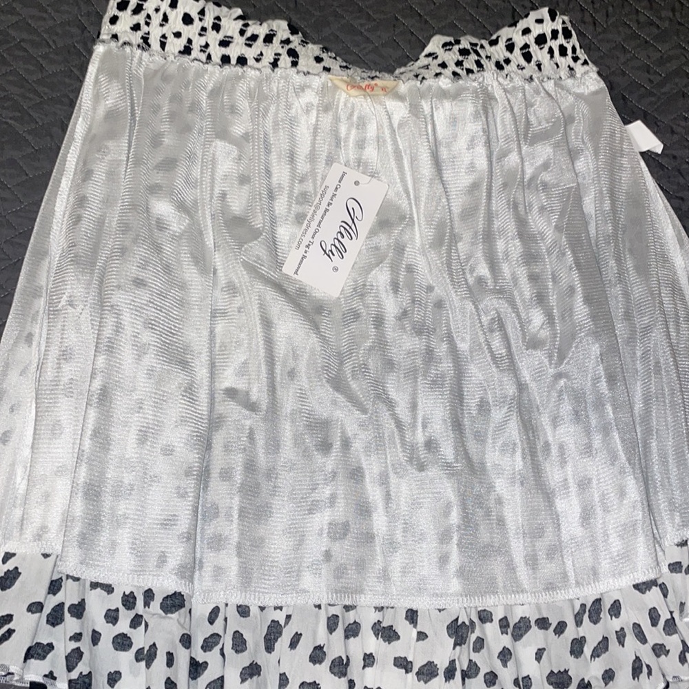 High Waist Ruffle Skirt Cow Black Dot Print XL cheetah - Picture 7 of 8